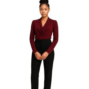 Skylar Rose NWT Burgundy Draped Cowl-Neck Long Sleeve Bodysuit Size L